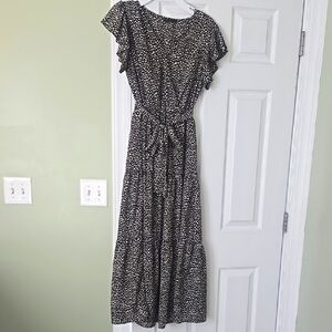 Elegant Black and White Polka Dot Dress